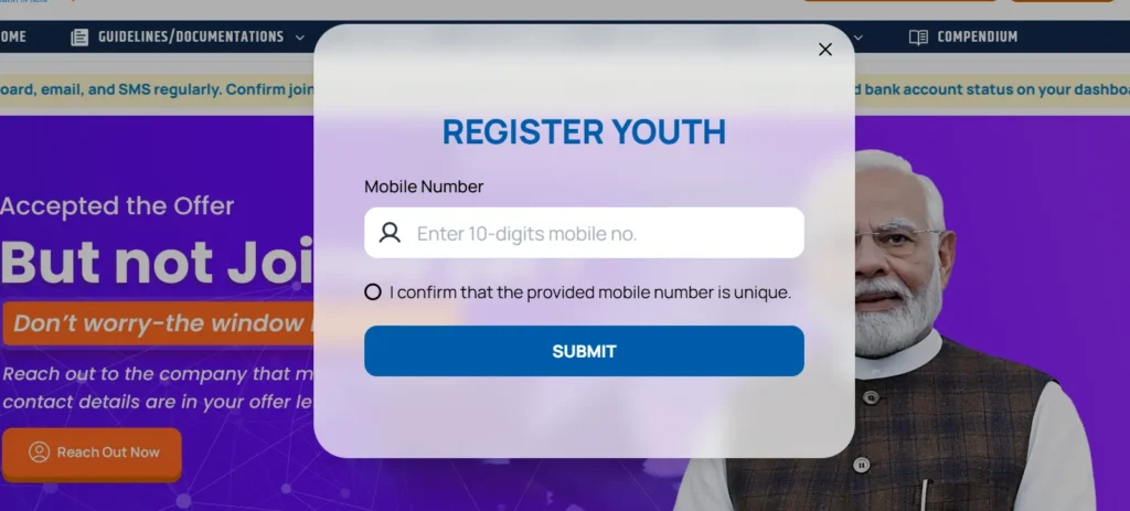 pm internship scheme registration